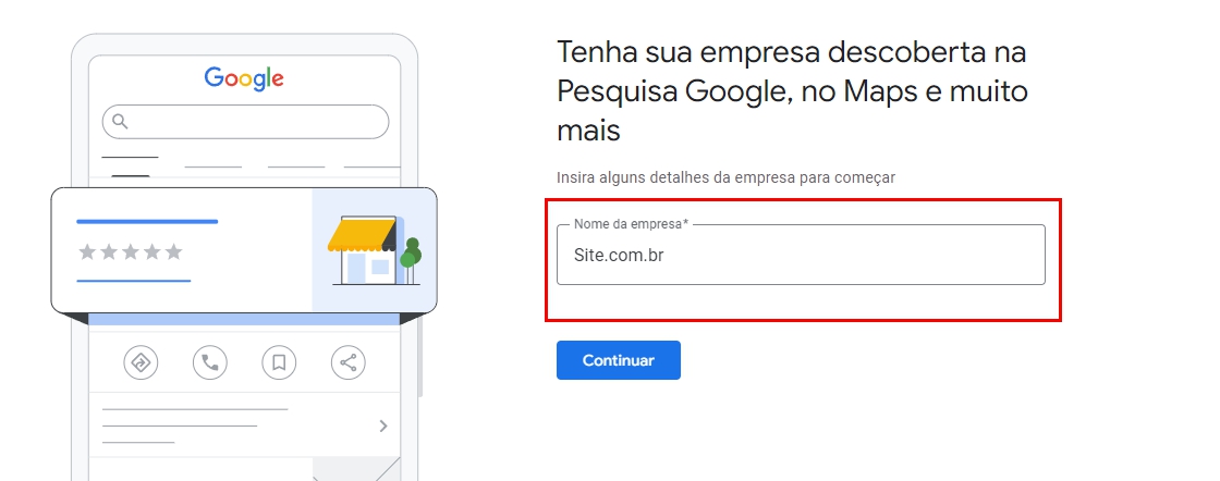 Gooogle Meu Negócio - Passo 1